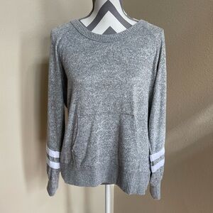 Lily White - Long Sleeve Grey Open Back - Top - Shirt - Size: XL